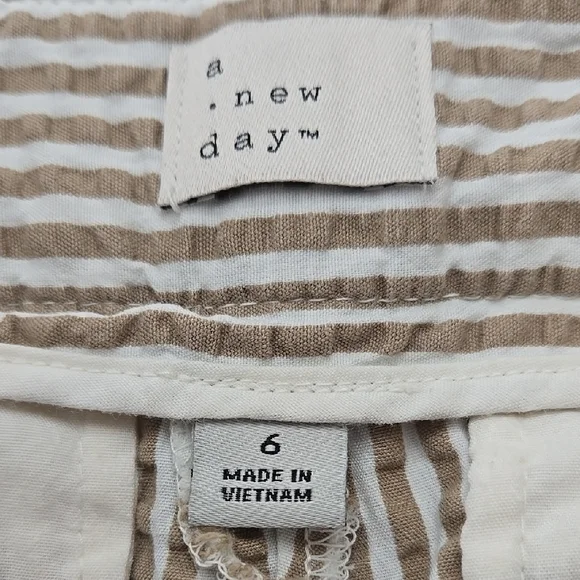 A New Day 100% Cotton Tan/White Striped Pants - Picture 2 of 11